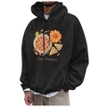 Men's black Thanksgiving fleece hoodie with pumpkin print and Happy Thanksgiving text - S / Black Happy Thanksgiving Pie (46)