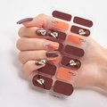 Macro detail of 3D laser gold foil nail stickers with abstract brown and orange designs - DQ-09 Brown Orange Gold Abstract