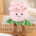 Cute pink plush rose flower doll with long legs and a smiling face for girls - 22cm / Pink