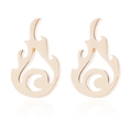 Macro view showing rose gold hollow flame earrings with irregular geometric 18k plating - Flame / Gold