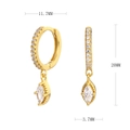 Specifiche dettagliate delle dimensioni di orecchini in argento S925 dorati con diamanti - Argento 925 / Oro