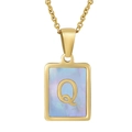 Blue Shell Letter Q Style (With Chain)