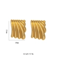 18k gold plated stainless steel textured fan stud earrings, size 21mm by 19mm - Pleated Fan Pattern Earrings