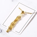 Gold-plated geometric hollow metal cage pendant necklace on a jewelry display card - Large Mesh Bag/OPP Bag / Gold