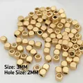 3mm gold plated cube spacer beads with 2mm hole for DIY jewelry making and bracelets - 15 (3mm Square Bead)