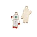 DIY gold astronaut pendant charms with white and red enamel finish for jewelry making - Long Astronaut 12x22mm