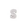 Silver letter S charm with zircon stones for DIY necklace and bracelet jewelry - Letter S Pendant