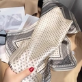 Elegant cream and black paisley silk scarf with geometric patterns and fringe detail - Starry Wheat
