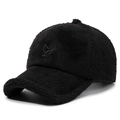 Unisex black baseball cap with sherpa fleece stitching and elegant embroidery details - Adjustable / Black