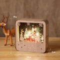 LED houten kersthuisje met rendier silhouet voor feestelijke tafeldecoratie - Vierkante Doos Rendier