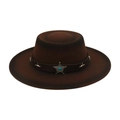 Cappello da cowboy western classico in feltro di lana marrone con banda a stelle - caffè