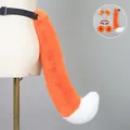 Orange and white plush fox cosplay set with tail, ears headband and bell collar - One Size / Meow Fox Tail-Orange White