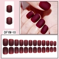 Macro shot of matte wine red press-on nails with square round shape and 24-piece full set - Matte Wine Red (DFYM-10)