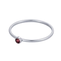 Slim silver stainless steel ring featuring a round red gemstone in a minimalist design - US 5 / Purple - Steel Color Band