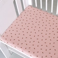 Pink tulip floral knitted cotton fitted sheet for baby crib with elastic edges - Dark Pink Flower / 120*60cm