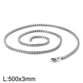 Roestvrijstalen vierkante box ketting met karabijnsluiting, 500mm lengte en 3mm breedte - Lengte 65cm / Breedte 3mm / Zilver