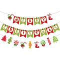 Set di tre striscioni Buon Natale con bandierine rosse e verdi e disegni festosi - Banner di Natale 3 Corde (Y-00150-2)