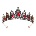 Gothic crown with vintage black alloy, red teardrop crystals, and sparkling rhinestones - Antique Gold Black Rhinestone and Red