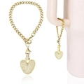 Golden heart pendant with sparkling cubic zirconia on a stylish cuban chain link - Heart