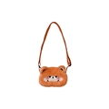 Borsa a tracolla a forma di orsetto arancione in morbido peluche con ricami - Arancione