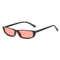 Vintage narrow rectangular sunglasses with a black plastic frame and red lenses - Black Frame Red Lens