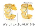 Detailed measurement guide for 18K gold plated brass C-shaped cuff with size dimensions - Wavy Zircon (KE0927)