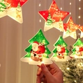 Hanging LED Christmas lights featuring Santa and reindeer star and tree motifs - USB Always-on / Star & Christmas Tree Style