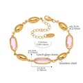 Armband aus goldfarbenem Edelstahl mit rosa facettierten tschechischen Glassteinen - 16+5cm / Gold mit rosa Edelstein