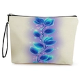 Beauty case in tela con motivo a foglie blu e pratico cinturino da polso nero elegante - Fogliame Nebbia Viola (Stile 3)
