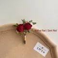 Elegant burgundy dried flower boutonniere for weddings with natural twine wrap detail - Forest Flower 6 (Wine Red Rose)