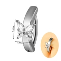 Silver butterfly belly ring with white zircon stones and dimensional measurements - 1.6x10mm / Zirconia Butterfly Style