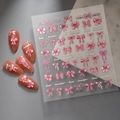 5D embossed pink bow nail art stickers with rhinestones and sweet ribbon designs - Pink Gradient Rhinestone Bow (CO-143)