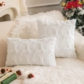 White Christmas pillow covers with embossed reindeer and snowflake plush textures - White Reindeer and Snowflake