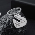 Detail of silver heart key keychain with You Hold The Key To My Heart engraving - Heart Style