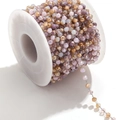 Multicolor faceted crystal bead chain on white spool for DIY jewelry making - Steel-Brown Multi
