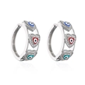 Pendientes de aro bañados en plata con dijes de corazón mal de ojo y circonitas - Colorido