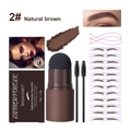 Eyebrow powder stencil kit in natural brown shade with 12 eyebrow shapes for styling - 2# Natural Brown