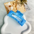 Blue and white marble pattern rectangular hair claw clip with cutout geometric design - Square Clip 8.7cm-Blue Marble