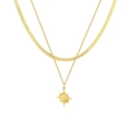 Collana a doppio strato in acciaio inossidabile placcato oro 18k con pendente sole - Sole Oro