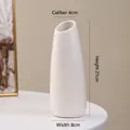 Modern white ceramic vase with vertical ribbed texture and slanted rim design, 21cm high - Glazed Yehua (21cm)