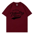 Deep red short sleeve t-shirt with black Philadelphia Father's Day Run print design - Burgundy 318