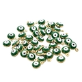 Ciondoli malocchio in smalto verde con bordi in metallo dorato per gioielli DIY - 9*6mm / 0.31g / Bordo Verde-Oro