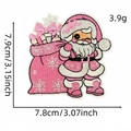 Pink Santa Claus embroidered iron-on patch with gift bag for Christmas DIY accessories - 13# Christmas Sack