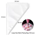 100 poches à douille jetables grand format, plastique alimentaire transparent 36cm - Grand Sans Impression 100pcs