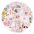 Rosa Coquette Sticker-Set mit süßen Tieren und Blumenmustern für Laptops und Koffer - Coquette X306-60 Stück