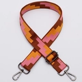 Adjustable wide replacement bag strap with pink and orange geometric jacquard pattern - No. 320 / Gunmetal