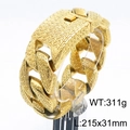 Pulsera gruesa de acero inoxidable dorado para hombre con grabados geométricos - 31mm Dorado (KB182890-KJX)
