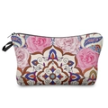 Close-up of mandala and rose pattern detail on large capacity travel makeup pouch - 52235/Pink Rose Mandala