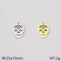 Totenkopf Anhänger für DIY Schmuck in Gold-Optik, 25x15mm Größe für Halsketten Zubehör - Großer Totenkopf (Stil 8) / Stahlfarbe