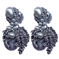 Baroque silver leaf earrings with elegant faux pearl accents for vintage style women - Vintage Silver with White Pearl
